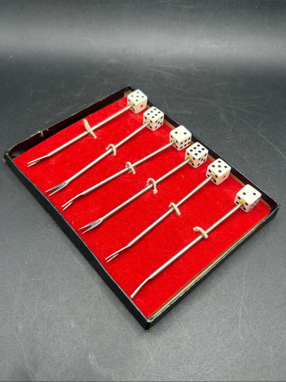 Vintage Mid Century Dice Cocktail Picks Appetizer Hors d’oeuvres Kitchenware